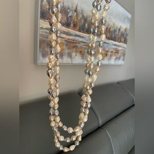 Elegant Faux Pearl multicoloured 3 layer Necklace
